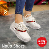 Tenis Con Destellos Metálicos: Trendy Y Confort Rojo / 35 Normal