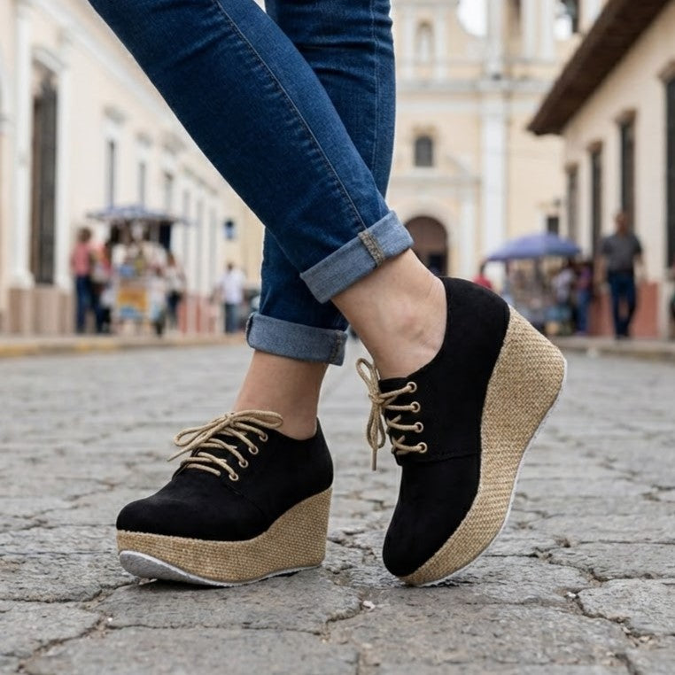 Plataforma Suede Wedge Oxford: Edición Bramante