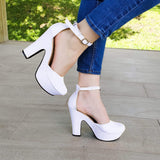 Zapato Cerrado De Enfrente Y Atras Blanco / 35 Normal Zapatos Altos