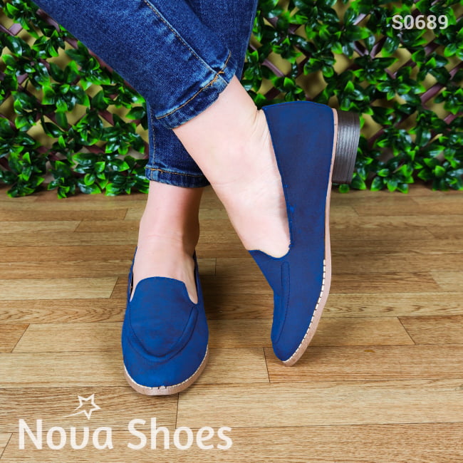 Copia De Sandalia Abierta Construida Con Un Taconcito Pequeño Azul / 35 Normal Zapatos Bajitos
