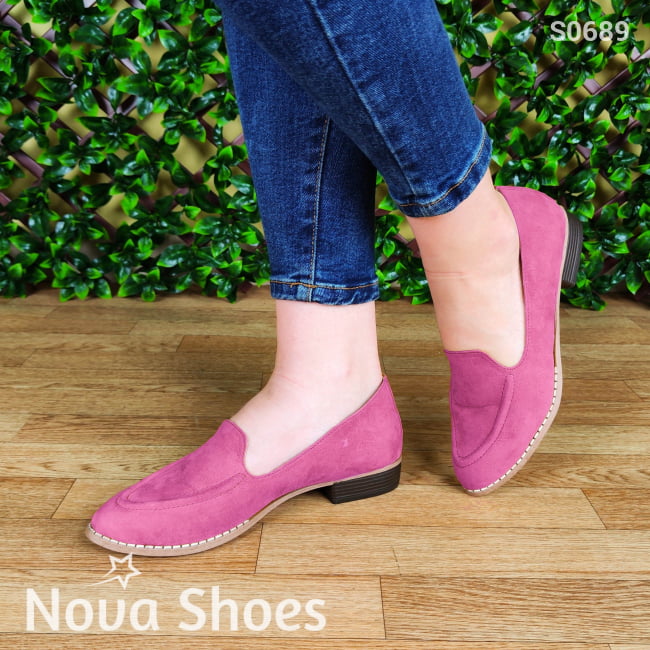 Copia De Sandalia Abierta Construida Con Un Taconcito Pequeño Fucsia / 35 Normal Zapatos Bajitos