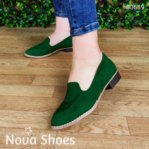 Copia De Sandalia Abierta Construida Con Un Taconcito Pequeño Verde / 35 Normal Zapatos Bajitos