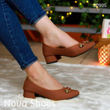 Zapatillas De Tacón Delicadas Cafe / 35 Normal Zapatos Bajitos