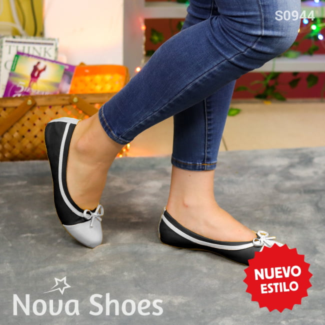 Zapatillas Flats Versátiles Para Todo Andar Decorada Con Un Chongo Negro / 35 Normal Zapatos Bajitos
