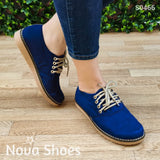 Zapato Bajito De Cordones Hecho Gamuza. Cómodos Para Uso Diario Azul / 35 Normal Zapatos Bajitos