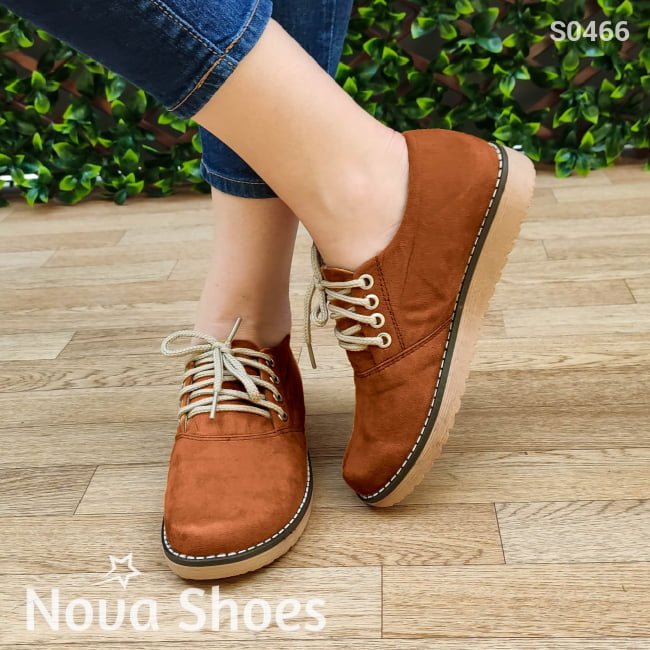 Zapato Bajito De Cordones Hecho Gamuza. Cómodos Para Uso Diario Cafe / 35 Normal Zapatos Bajitos