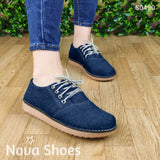 Zapato Bajito De Cordones Hecho Tela Jean. Fáciles Combinar Con Cualquier Ropa Jean Oscuro / 35
