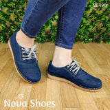 Zapato Bajito De Cordones Hecho Tela Jean. Fáciles Combinar Con Cualquier Ropa Zapatos Bajitos