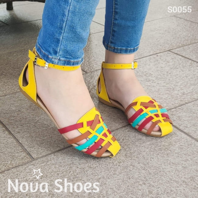 Zapato Bajito Estilo Cangrejero Colorido Diseño Amarillo / 35 Normal Zapatos Bajitos