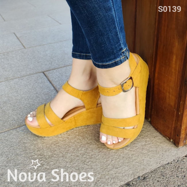 Zapato Casual Hermoso Diseño. De Gamuza Amarillo / 34 Normal Zapatos Medianos