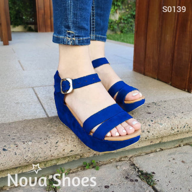 Zapato Casual Hermoso Diseño. De Gamuza Azul / 34 Normal Zapatos Medianos