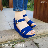 Zapato Casual Hermoso Diseño. De Gamuza Azul / 34 Normal Zapatos Medianos