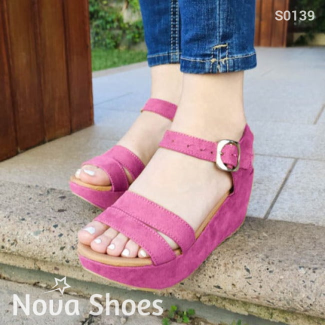 Zapato Casual Hermoso Diseño. De Gamuza Fucsia / 34 Normal Zapatos Medianos