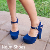 Zapato Cerrado De Enfrente Descubierto En La Parte Atras Azul / 35 Normal Zapatos Altos