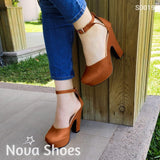 Zapato Cerrado De Enfrente Y Atras Cafe / 35 Normal Zapatos Altos