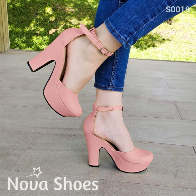 Zapato Cerrado De Enfrente Y Atras Rosado / 35 Normal Zapatos Altos