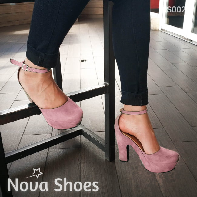 Zapato Cerrado De Gamuza Rosado / 35 Normal Zapatos Altos