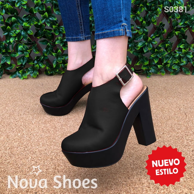 Zapato Cerrado Pero Abierto De Atras Tacon Negro Negro / 35 Normal Zapatos Altos