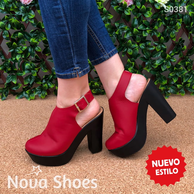 Zapato Cerrado Pero Abierto De Atras Tacon Negro Rojo / 35 Normal Zapatos Altos