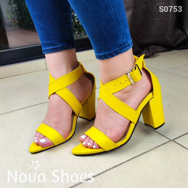 Zapato Comodo De Tacon Varios Colores. Tacon 9 Centimetros Alto Amarillo / 35 Normal Zapatos