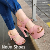 Zapato Diseñado Con Tiras Gruesas Rosado / 35 Normal Zapatos Altos