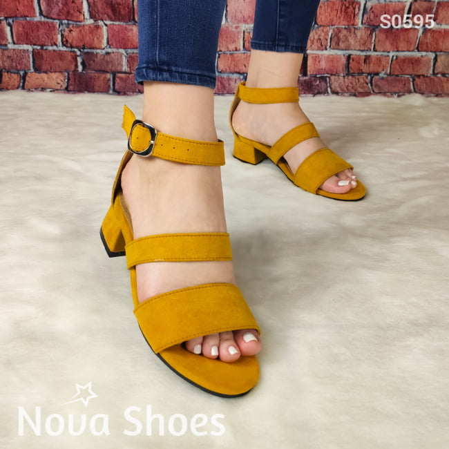 Zapato No Tan Alto Hecho De Gamuza Amarillo / 35 Normal Zapatos Bajitos