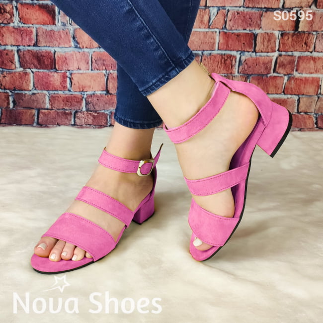 Zapato No Tan Alto Hecho De Gamuza Fucsia / 35 Normal Zapatos Bajitos