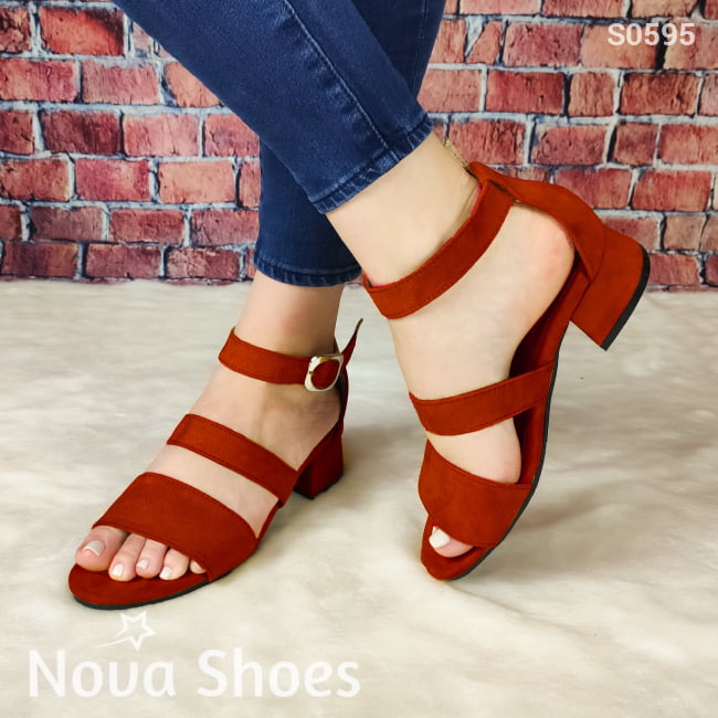 Zapato No Tan Alto Hecho De Gamuza Rojo / 35 Normal Zapatos Bajitos