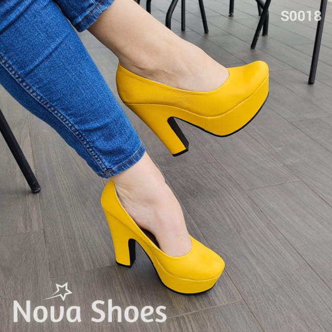 Zapato Totalmente Cerrado Estilo Formal Para Oficinas Amarillo / 35 Normal Zapatos Altos