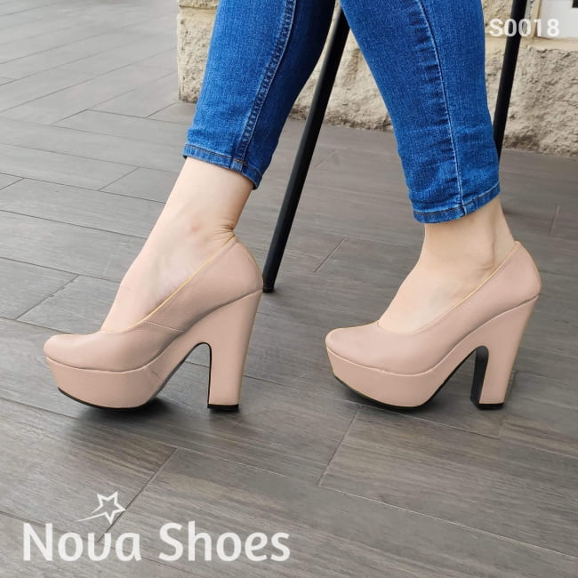 Zapato Totalmente Cerrado Estilo Formal Para Oficinas Beige / 35 Normal Zapatos Altos