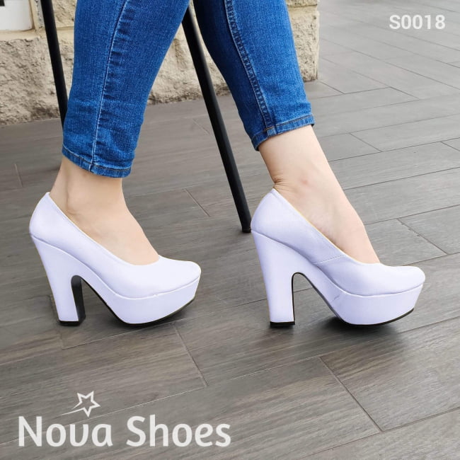 Zapato Totalmente Cerrado Estilo Formal Para Oficinas Blanco / 35 Normal Zapatos Altos