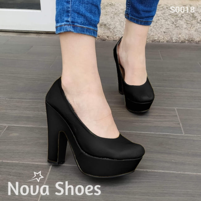 Zapato Totalmente Cerrado Estilo Formal Para Oficinas Negro / 35 Normal Zapatos Altos