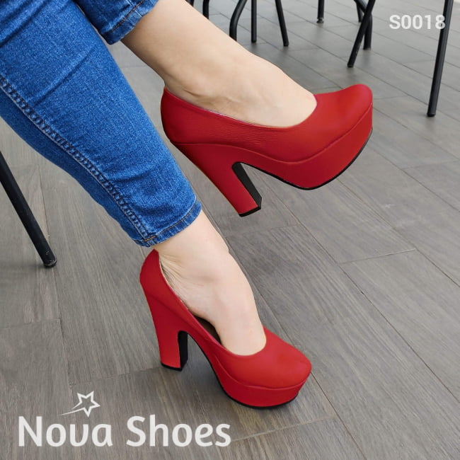 Zapato Totalmente Cerrado Estilo Formal Para Oficinas Rojo / 35 Normal Zapatos Altos