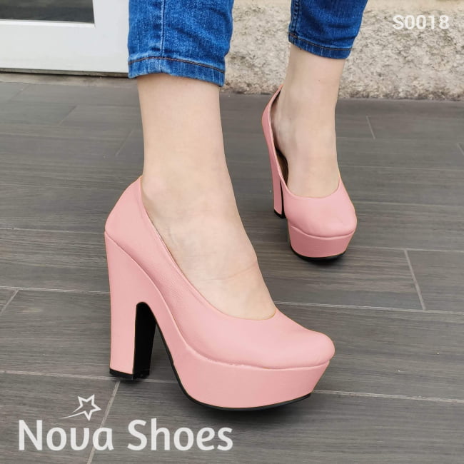 Zapato Totalmente Cerrado Estilo Formal Para Oficinas Rosado / 35 Normal Zapatos Altos