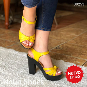 Zapatos Altos De Tacón Ideal Para Eventos. Tacon Negro Alta Calidad Amarillo / 35 Normal