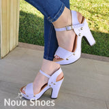 Zapatos Altos Para Dama Con Botones De Metal Blanco / 35 Normal