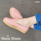 Zapatos Bajos Hechos En Charol Suela Beige Rosado / 35 Normal Bajitos