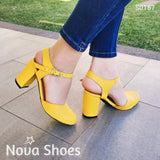 Zapatos Cerrados De Enfrente Y Descubierto Los Costados Amarillo / 35 Normal Medianos