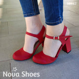 Zapatos Cerrados De Enfrente Y Descubierto Los Costados Rojo / 35 Normal Medianos