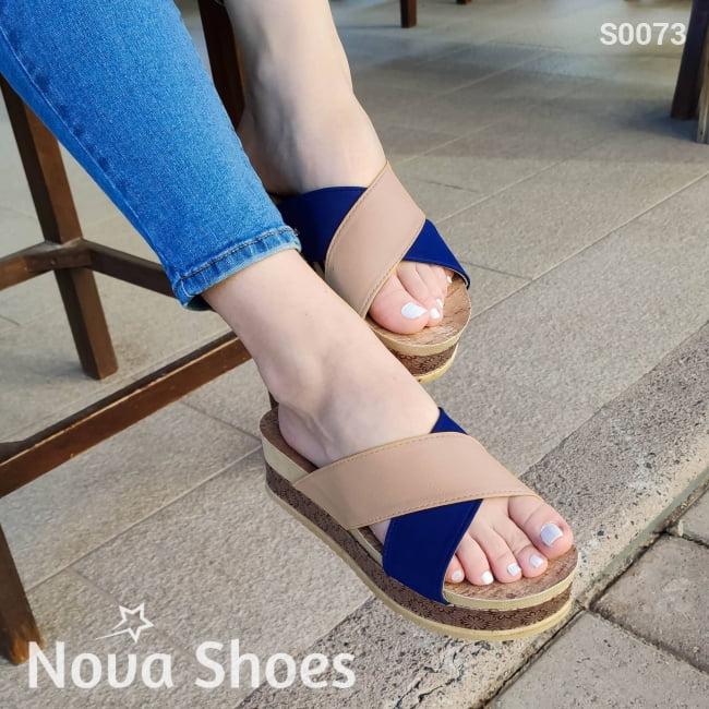 Zapatos Con Fajas Cruzadas De Colores Combinadas Sandalias Solo Meter Beige / 35 Normal Medianos