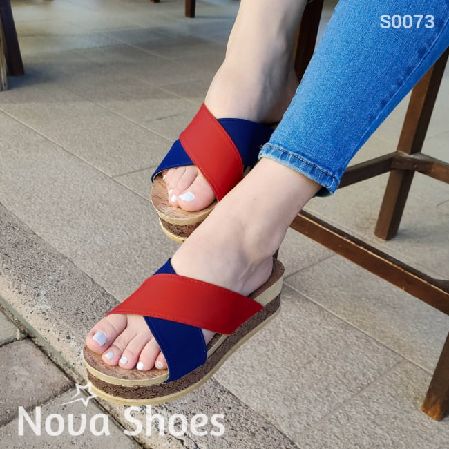 Zapatos Con Fajas Cruzadas De Colores Combinadas Sandalias Solo Meter Rojo / 35 Normal Medianos