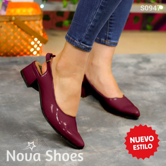 Zapatos Con Tacón Bajo Para Un Look Impecable Rojo Vino / 35 Normal Bajitos