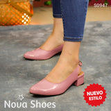 Zapatos Con Tacón Bajo Para Un Look Impecable Rosado / 35 Normal Bajitos