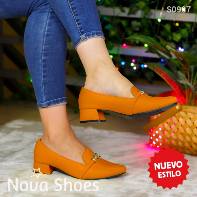 Zapatos De Tacón Bajo Con Detalle Metálico Bajitos