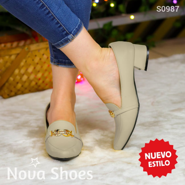 Zapatos De Tacón Bajo Con Detalle Metálico Bajitos