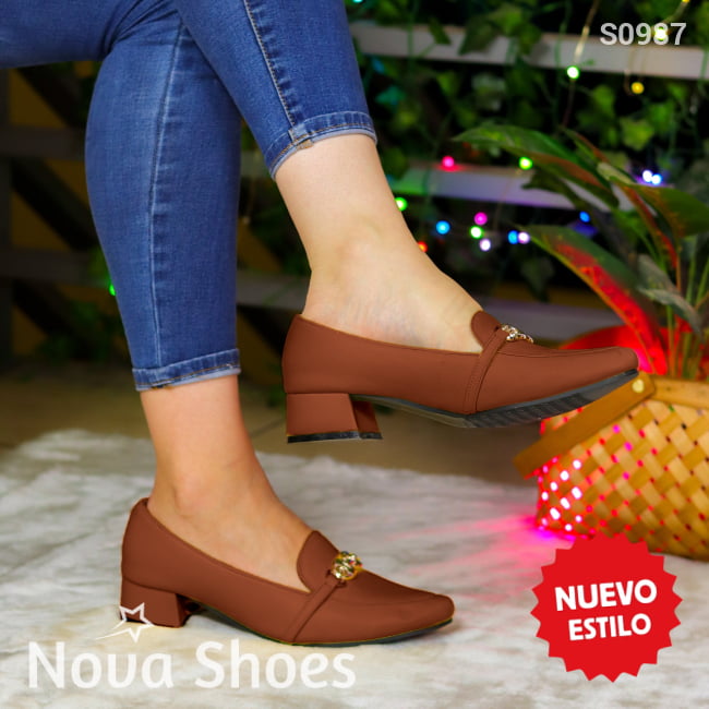 Zapatos De Tacón Bajo Con Detalle Metálico Bajitos