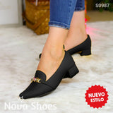 Zapatos De Tacón Bajo Con Detalle Metálico Bajitos