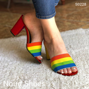 Zapatos De Tacón Multicoloridos Rojo / 35 Normal Altos