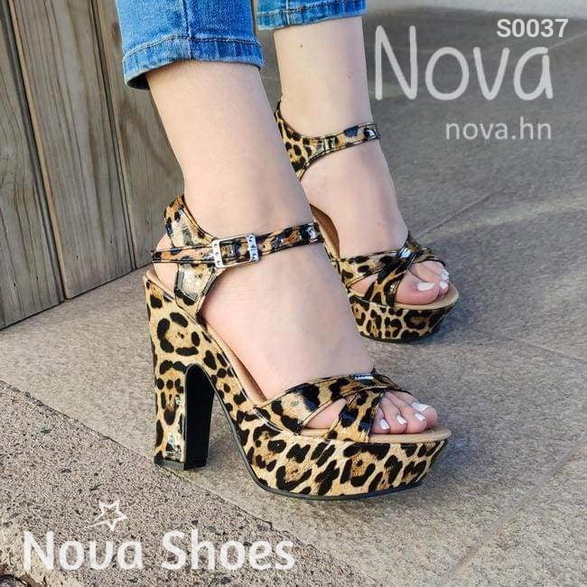 Zapatos Exoticos Estilos Leopardo. Abiertos De Enfrente Muy Sexy Altos