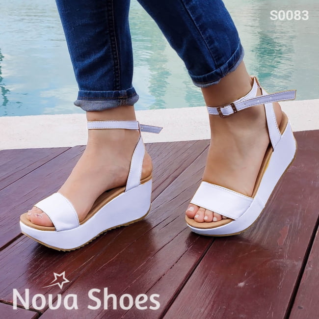 Zapatos Medianos Faja Recta. Destalonado Blanco / 34 Normal